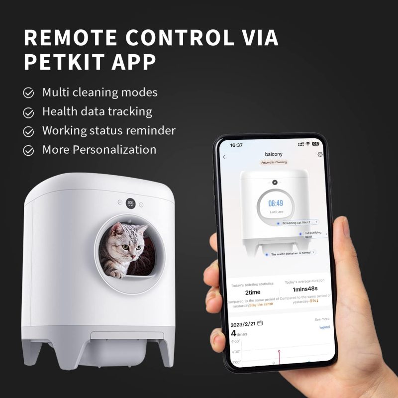 PETKIT PuraX Self-Cleaning Litter Box, Scooping Free and Automatic for Multiple Cats with Mat, xSecure/Odor Removal/APP Control - Image 7