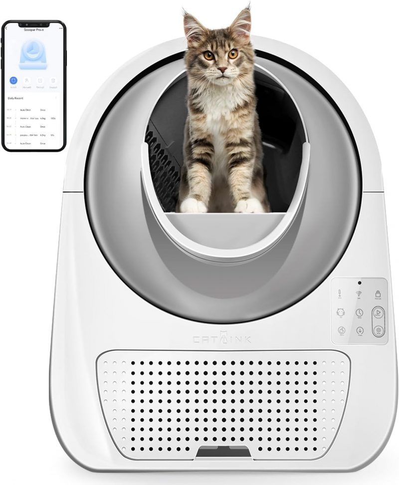 CATLINK Self Cleaning Automatic Litter Box for Cats - Hands-Free Cleanup with App Control, Double Odor Removal - Extra Large Size for 3.3~22lbs Cats - Smart Robot Cat Litter Box (Upgrade)