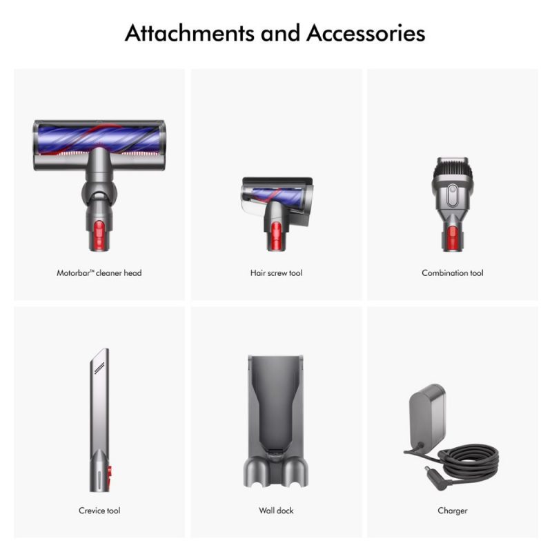 Dyson - V8 Cordless Vacuum with 6 accessories - Silver/Nickel - Image 17