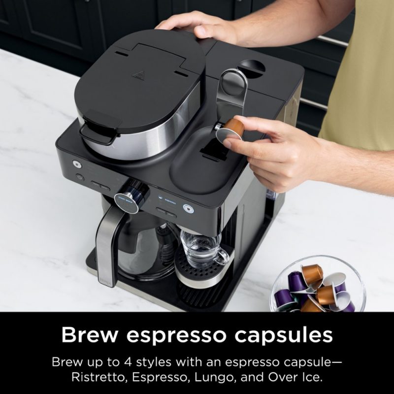 Ninja - Espresso & Coffee Barista System, Single Serve & Nespresso, with 12-Cup Carafe, 4 Styles with Ristretto - Black - Image 8