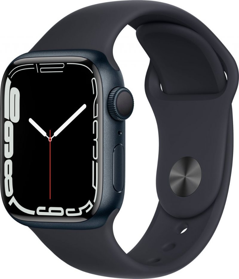 Apple - Geek Squad Certified Refurbished Watch Series 7 (GPS) 41mm Aluminum Case with Midnight Sport Band - Midnight Model:TI-GSRF MKMX3LL/ASKU:6519228