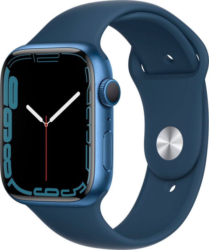 Apple - Geek Squad Certified Refurbished Watch Series 7 (GPS) 45mm Aluminum Case with Abyss Blue Sport Band - Blue