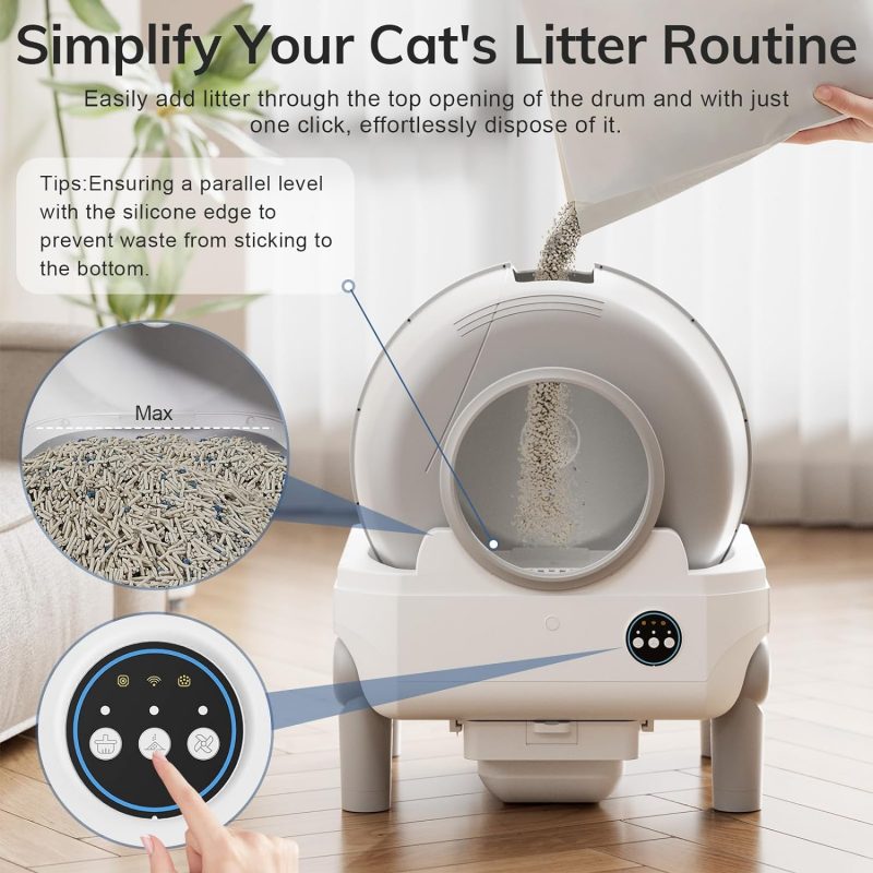 Self Cleaning Cat Litter Box: omzer 100L Large Capacity Automatic Cats Litter Boxes Robot - WiFi Connect Smart App-Controlled and Odor Removal Self-Cleaning Litterbox for Indoor Kitty Small Cats - Image 6