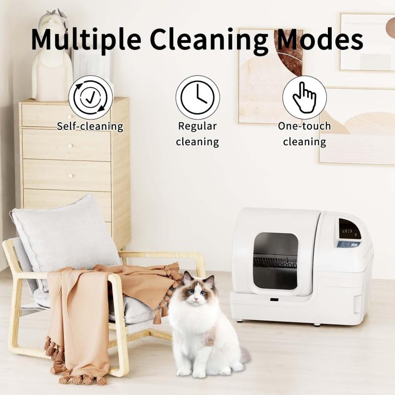 Automatic Cat Litter Box Self Cleaning - UPFAS 100L Extra Large Cat Litter Box with APP Control & Safe Alert & Smart Health Monitor, Odor Removal Cat Litter Box for Multiple Cats, White - Image 3