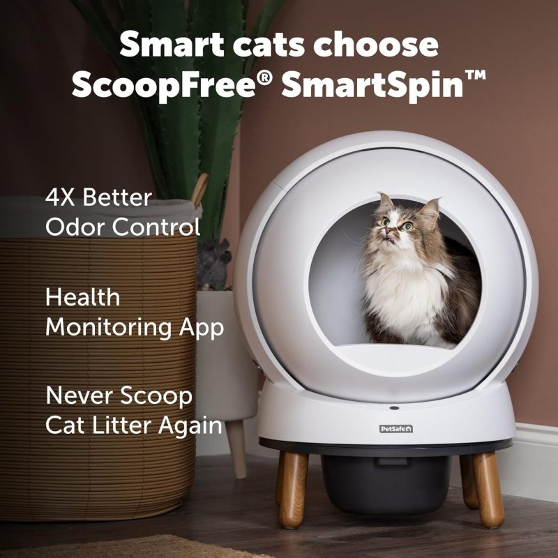 PetSafe ScoopFree SmartSpin Automatic Self-Cleaning Cat Litter Box – Advanced Odor Control – App Controlled with Health Monitoring – Works with Any Litter – Up to 2 Weeks of Hands-Free Cleaning - Image 4